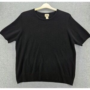 Neiman Marcus 100% Cashmere Black Short Sleeve Sweater Top 2X
